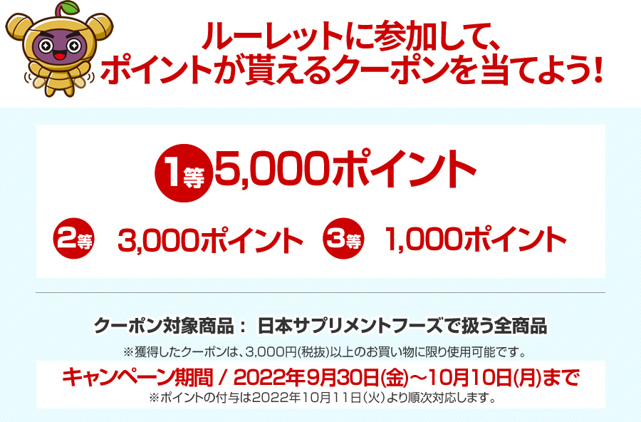 ルーレットに参加して、ポイントが貰えるクーポンを当てよう！