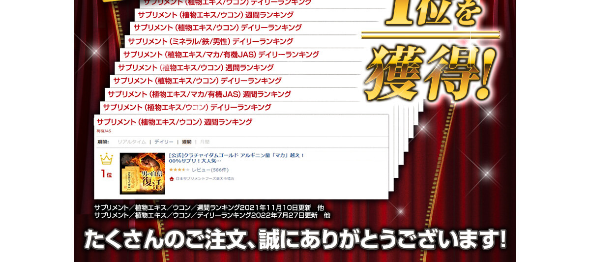 マカサプリランキングでも1位を獲得！