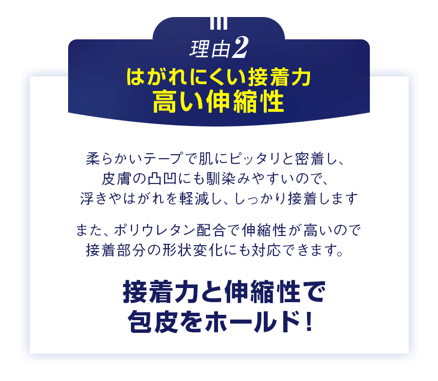 理由2　はがれにくい接着力　高い伸縮性