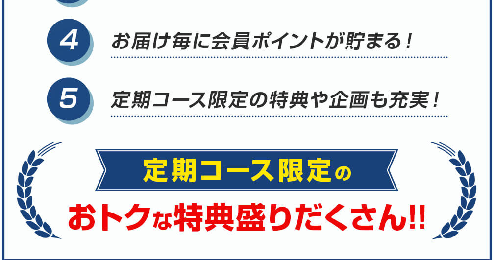 定期コース限定のお得な特典盛りだくさん！！